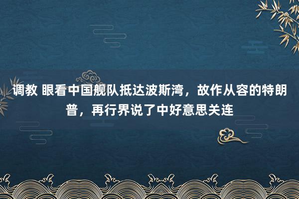 调教 眼看中国舰队抵达波斯湾，故作从容的特朗普，再行界说了中好意思关连