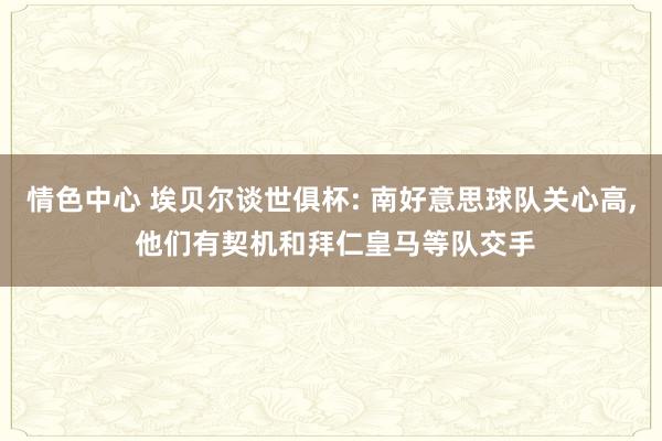 情色中心 埃贝尔谈世俱杯: 南好意思球队关心高, 他们有契机和拜仁皇马等队交手