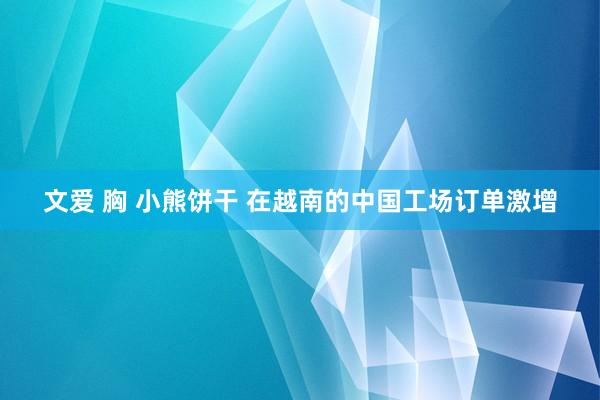文爱 胸 小熊饼干 在越南的中国工场订单激增