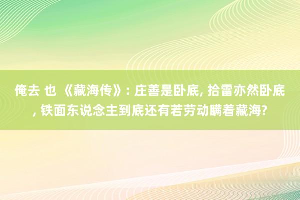 俺去 也 《藏海传》: 庄善是卧底, 拾雷亦然卧底, 铁面东说念主到底还有若劳动瞒着藏海?
