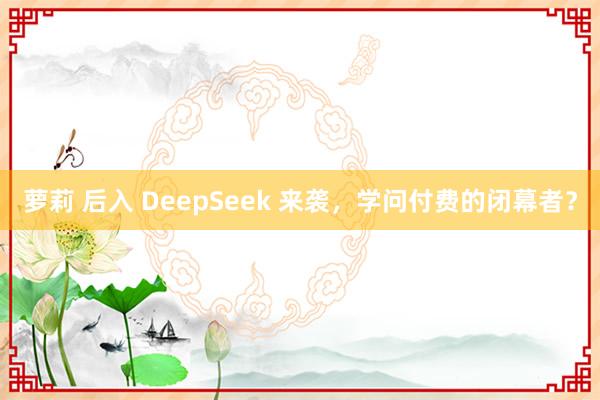 萝莉 后入 DeepSeek 来袭,学问付费的闭幕者?