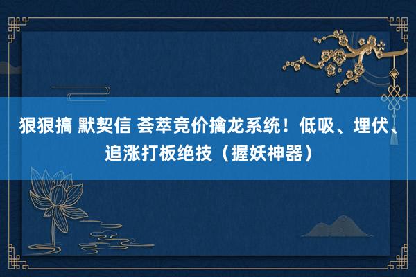 狠狠搞 默契信 荟萃竞价擒龙系统！低吸、埋伏、追涨打板绝技（握妖神器）
